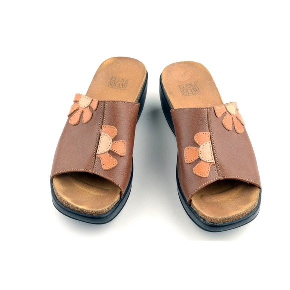 Elena Solano Wedge Sandals Sz 38 / 7.5 US Brown - Picture 3 of 8